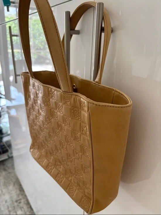 CHANEL Camel Embossed Checker Tote - Picture 3 of 8